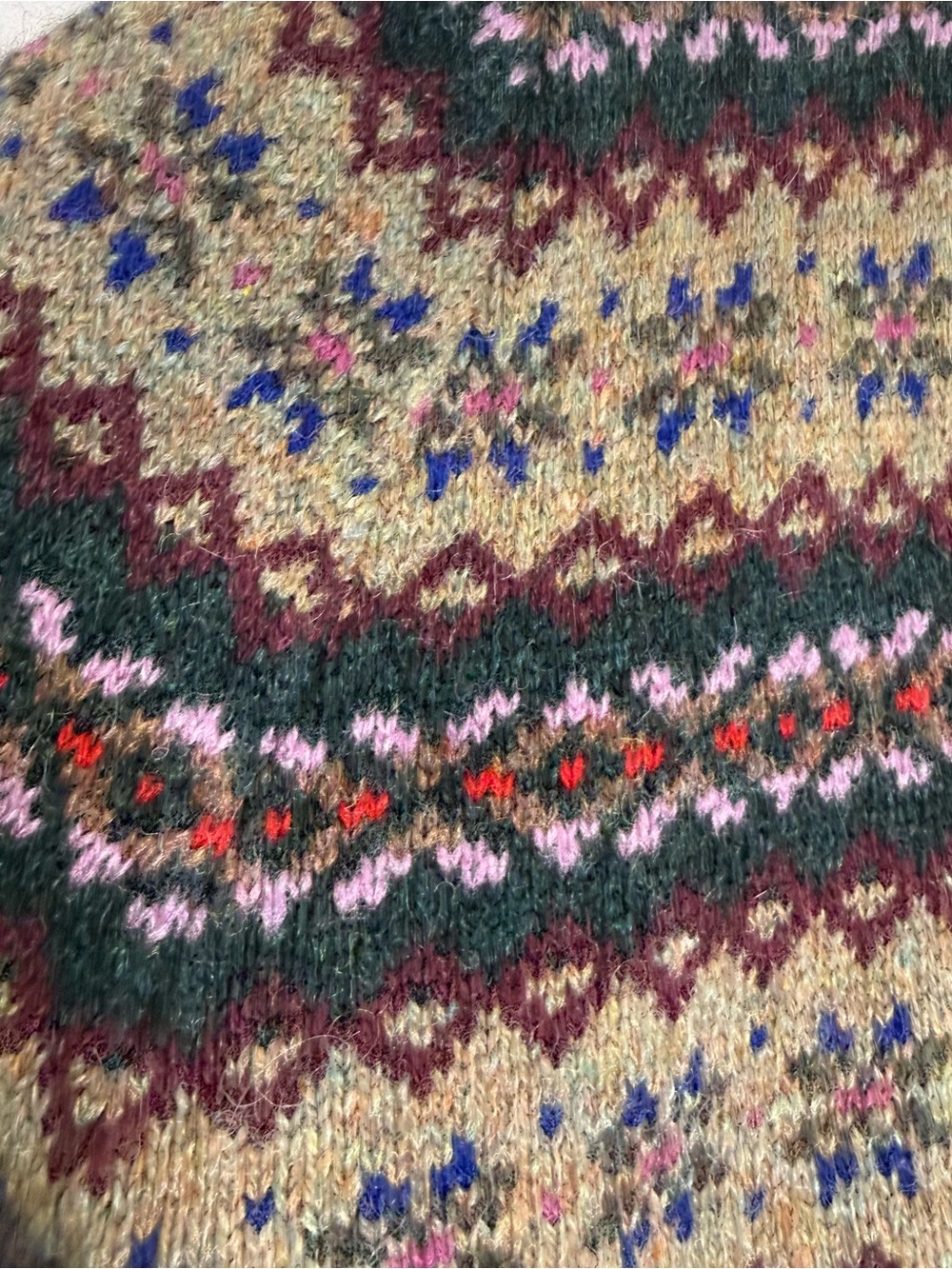Ralph Lauren Vintage 80s Fair Isle Wool V-Neck Cardigan Pattern Sweater No Size - Picture 6 of 9